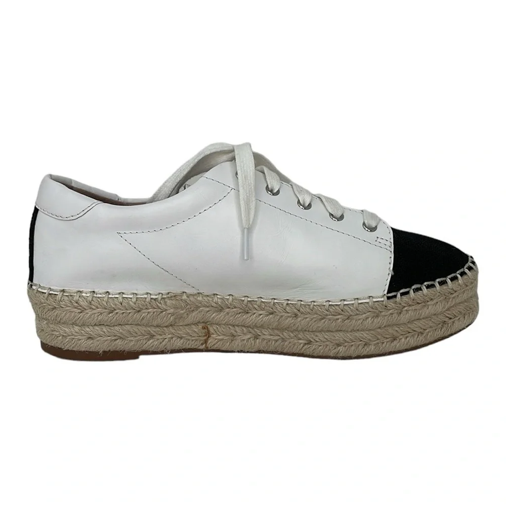 Linea Paolo Sneakers Women's 7.5 White Leather Espadrille Lace Up Shoes